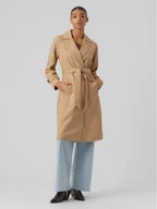 Płaszcze damskie - Vero Moda Trencz Lou 10257581 Beżowy Regular Fit - miniaturka - grafika 1
