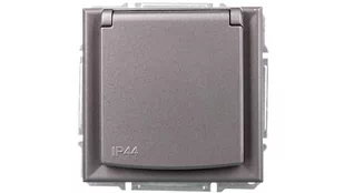 Schneider Electric Gniazdo pojedyncze Asfora z uziemieniem IP44 stal EPH2801662 - Gniazdka elektryczne - miniaturka - grafika 1
