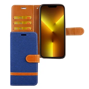 Etui na telefon komórkowy Apple iPhone 13 Pro z klapką i miejscem na kartę, kolor: Jeans Blue - Etui i futerały do telefonów - miniaturka - grafika 1