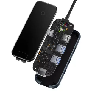 Hub 5w1 Baseus AcmeJoy series USB-C do 2xUSB 3.0 + USB 2.0 + USB-C PD + RJ45 (szary) - Huby USB - miniaturka - grafika 6