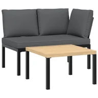 Sofy ogrodowe - vidaXL 2-częściowa sofa ogrodowa z poduszkami czarna aluminium - miniaturka - grafika 1