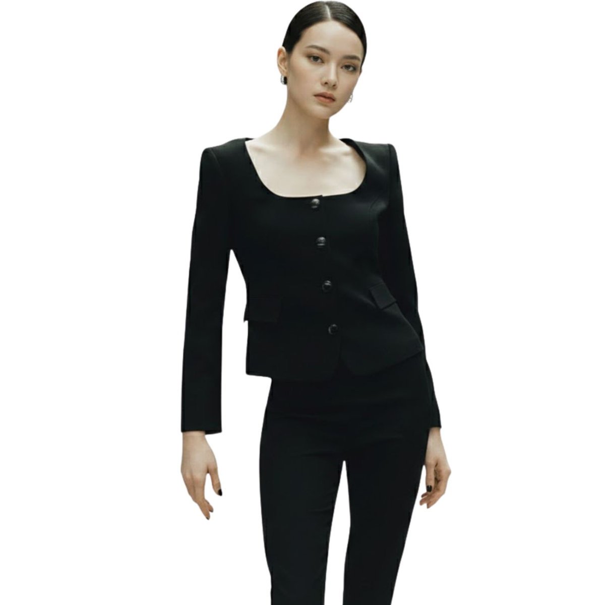 Żakiet damski Zara czarny krótki jednorzędowy elegancki-XS