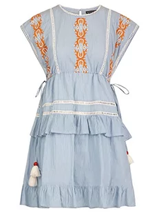 APART letnia sukienka z haftem, niebiesko-pomarańczowa, S, niebieski pomarańczowy, S - Sukienki - miniaturka - grafika 1
