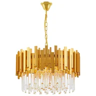 Lampy sufitowe - KLASYCZNY ŻYRANDOL KRYSZTAŁOWY ZŁOTY FERA D50 - miniaturka - grafika 1