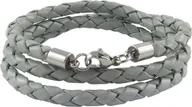 Naszyjniki męskie - König Design skórzany naszyjnik skórzany pasek skórzana bransoletka 3 mm męski naszyjnik 17 cm - 100 cm pleciony, długość: 75 centymetrów, kolor: szary jasny - miniaturka - grafika 1