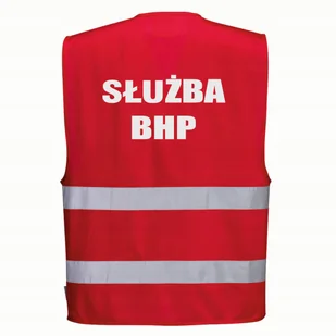 Kamizelka odblaskowa PORTWEST F474 Czerwony S/M nadruk SŁUŻBA BHP - Odzież robocza - miniaturka - grafika 1