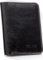 Portfele - Solier Cienki skórzany męski portfel z bilonówką SOLIER SLIM CIEMNY BRĄZ - miniaturka - grafika 1