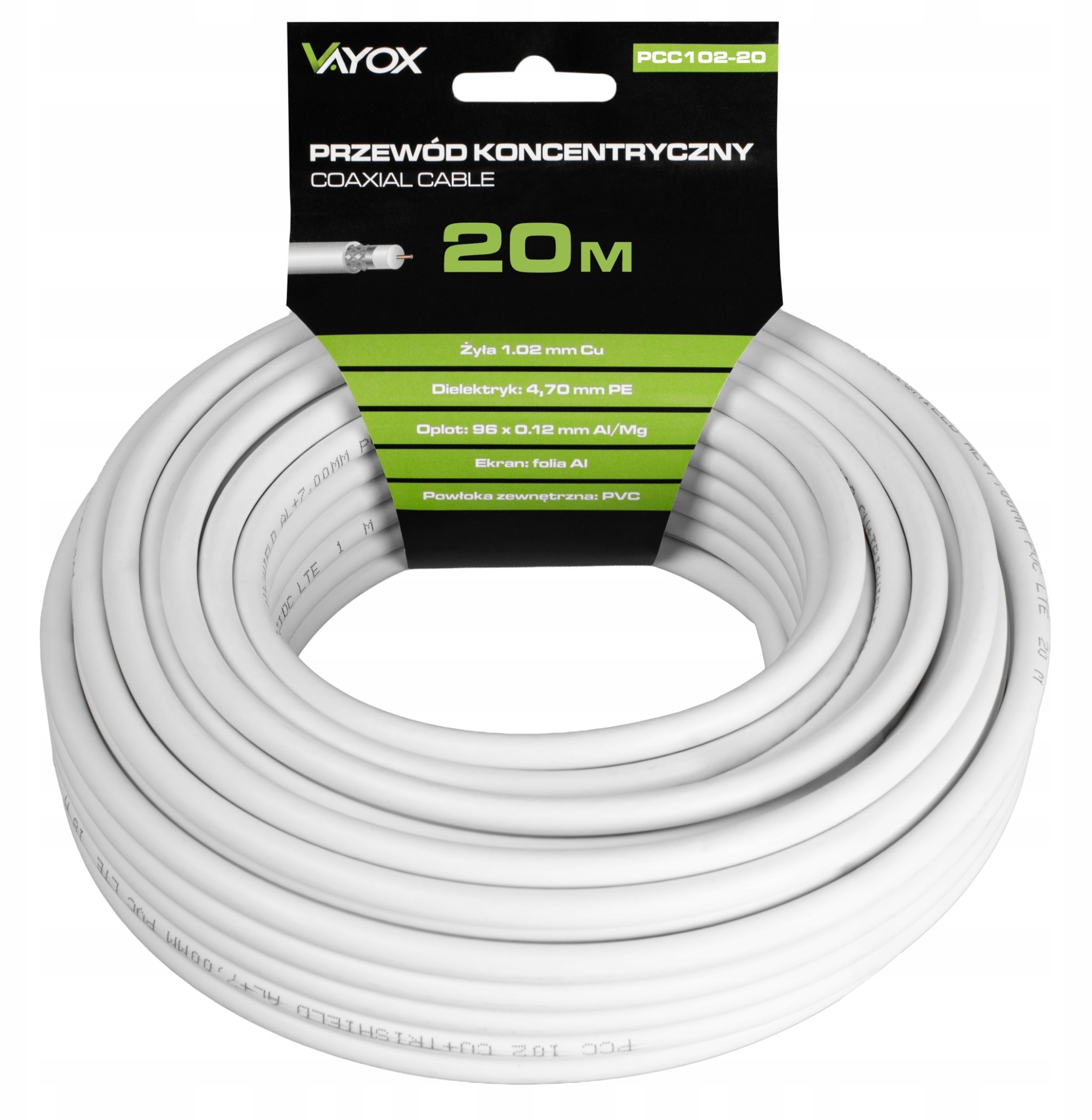 Kabel Bodex Kabel koncentryczny PCC102-20 antenowy CU 75 Ohm 20 m odporny na UV