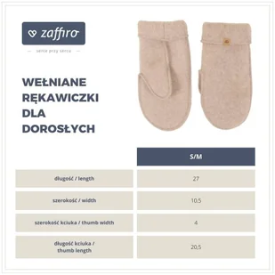 Zaffiro - Rękawiczki dla dorosłych Wełna premium S/M Beige U - Bielizna ciążowa - miniaturka - grafika 1