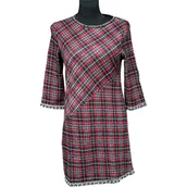 Sukienki - Desigual Sukienka do Kolana Stylowa Wygodna Czerwono Czarna w Kratkę M - miniaturka - grafika 1