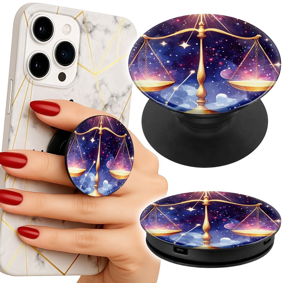 Uchwyt do telefonu Popsocket na palce/stojak ZNAK ZODIAKU, WAGA