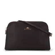 Torebki damskie - Damska listonoszka skórzana dwukomorowa klasyczna ciemny brąz - miniaturka - grafika 1