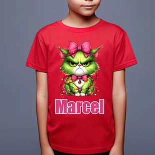 Zielony, wściekły świąteczny kot - koszulka dziecięca - Koszulki dla chłopców Zielony, wściekły świąteczny kot - koszulka dziecięca - Koszulki dla chłopców - miniaturka - grafika 1