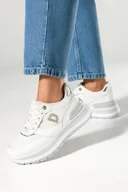 Sneakersy damskie - Białe sneakersy damskie buty sportowe na platformie sznurowane cyrkonie Casu 19293-2-40 - miniaturka - grafika 1