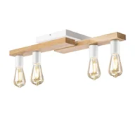 Lampy sufitowe - Żyrandol natynkowy MATTE 4xE27/15W/230V biały/dąb - miniaturka - grafika 1