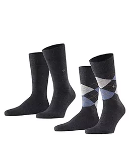 Burlington Mężczyźni Skarpety Everyday Mix 2-Pack M SO Bawełna z wzorem 2 Pak, Szary (Anthracite Melange 3081), 40-46 - Skarpetki męskie - miniaturka - grafika 1