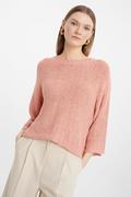 Swetry damskie - Brzoskwiniowy sweter z szerokimi rękawami - Greenpoint - miniaturka - grafika 1