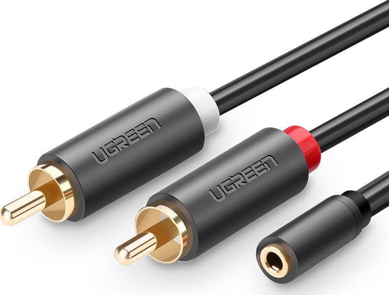 Kabel Ugreen Jack 3.5mm - RCA Cinch x2 0.25m czarny 6957303815616