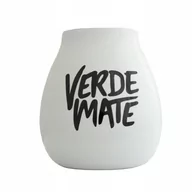 Kubki - Tykwa Ceramiczna biała z logo Verde Mate 350 ml - miniaturka - grafika 1