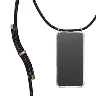 KNOK Etui na telefon komórkowy kompatybilne z Apple iPhone 12 / iPhone 12 Pro – silikonowe etui z paskiem – etui na telefon komórkowy do zawieszenia – przezroczyste etui ze sznurkiem – etui ochronne ze sznurkiem w kolorze czarnym - Etui i futerały do telefonów - miniaturka - grafika 1