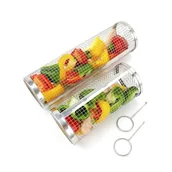 Akcesoria do grilla - Koszyk do grilla, koszyk do grilla na kółkach, siatka do gotowania na świeżym powietrzu, idealny do warzyw, owoców morza, mięsa, 2 sztuki - miniaturka - grafika 1