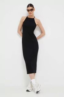 Sukienki - 4F sukienka kolor czarny midi dopasowana - grafika 1