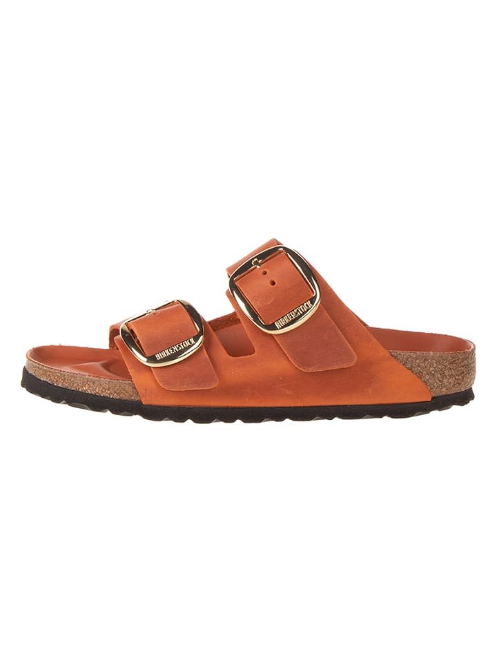 Birkenstock Skórzane klapki w kolorze pomarańczowym