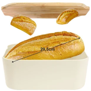 CHLEBAK Z DESKĄ BAMBUSOWĄ KREMOWY 259303 - Chlebaki - miniaturka - grafika 5
