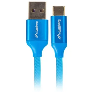 LANBERG LANBERG Kabel Premium USB CM AM 2.0 1m niebieski QC 3.0 + EKSPRESOWA CA-USBO-22CU-0010-BL - Kable komputerowe i do monitorów - miniaturka - grafika 1