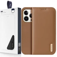 Portfele - Dux Ducis Hivo Skórzane Etui Z Klapką Pokrowiec Ze Skóry Naturalnej Portfel Na Karty I Dokumenty Iphone 14 Pro Brązowy - miniaturka - grafika 1