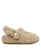 Buty dla dziewczynek - Crocs Kapcie Toddler Classic Cozzzy Slipper 210857 Beżowy - miniaturka - grafika 1