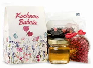 Zestaw prezent na dzień babci podziękowania herbata miód czekoladka serce - Zestawy upominkowe - miniaturka - grafika 1