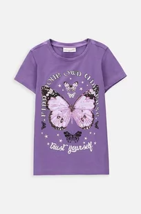 Coccodrillo t-shirt dziecięcy kolor fioletowy - Koszulki dla dziewczynek - miniaturka - grafika 1