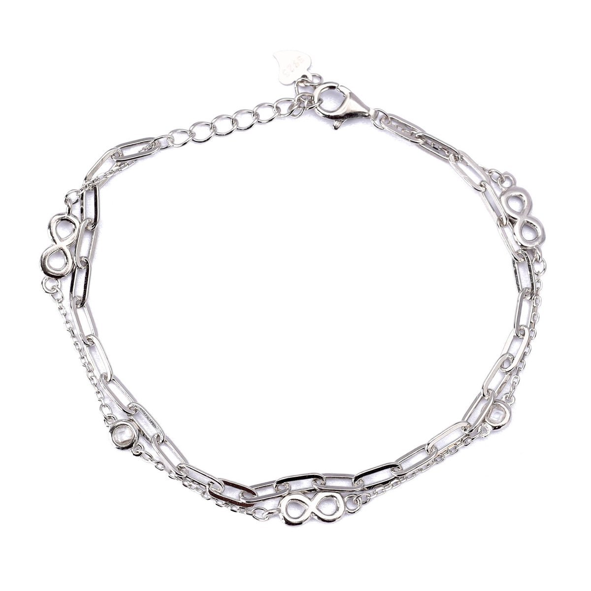 Srebrna bransoletka podwójna nieskończoność