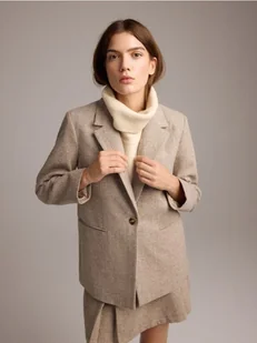 Reserved - Marynarka z wełną w jodełkę - wielobarwny - Marynarki i żakiety damskie - miniaturka - grafika 1