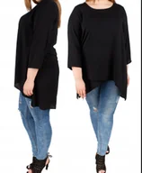 Bluzki damskie - CZARNA TUNIKA DAMSKA POGRZEB ZALOBA PLUS SIZE XXL OKAZJA - miniaturka - grafika 1