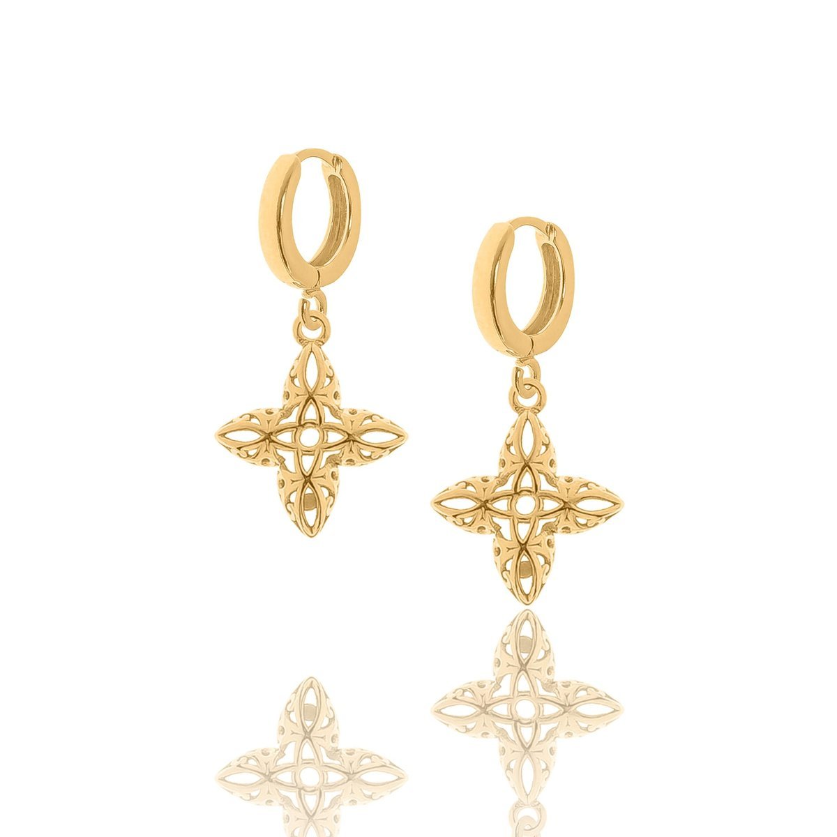 Kolczyki Srebrne Pozłacane Z Ażurowymi Kwiatkami