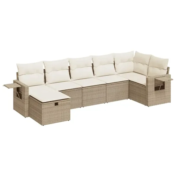 Zestaw mebli ogrodowych z rattanem PE, beżowy, wymiary: 62 x 62 x 69 cm