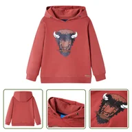 Bluzy dla dziewczynek - Bluza dziecięca z kapturem - palona czerwień - 140 - Bluza Dziewczęca - miniaturka - grafika 1