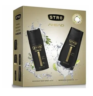 STR8 Zestaw prezentowy AHEAD, żel pod prysznic 250 ml + dezodorant 150 ml 5900536337258 - Zestawy kosmetyków męskich - miniaturka - grafika 1