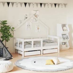 Rama łóżka dziecięcego z szufladami, biała, 70x140 cm, sosnowa Lumarko! - Łóżeczka i kojce - miniaturka - grafika 1