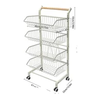 Wózki kuchenne - Wózek kuchenny, cztery półki, trwała konstrukcja ze stali węglowej, BIAŁY - miniaturka - grafika 1
