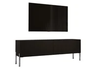Szafki RTV - Szafka pod telewizor w kolorze czarnym matowym / czarnym błyszczącym z chromowanymi nogami, A: szer: 140 cm cm, wys: 52 cm, gł: 32 cm. Meble pod telewizor, stolik pod telewizor, ława pod telewizor - miniaturka - grafika 1