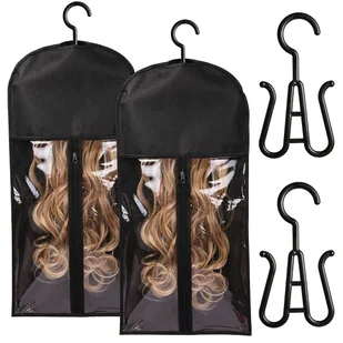 TEMU 2 Zestawy Peruka Hanger Hair Extension Holder Przechowywanie Peruk dla Wielu Peruk Torby Przechowywanie z Hanger Peruka Holder Pyłoszczelne - Pozostałe akcesoria fryzjerskie - miniaturka - grafika 1