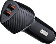 Ładowarki samochodowe - FORCELL F-ENERGY Carbon CC50-2A ładowarka samochodowa 2 x USB A QC3.0 3A 36W czarna - miniaturka - grafika 1