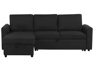Narożniki - Beliani Sofa tapicerowana narożna czarna prawostronna NESNA - miniaturka - grafika 1