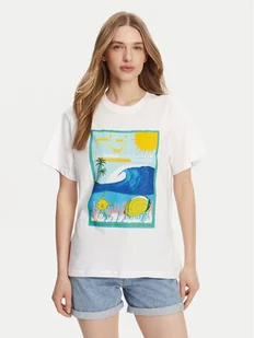 Roxy T-Shirt ERJZT05899 Biały Relaxed Fit - Koszulki i topy damskie - miniaturka - grafika 1