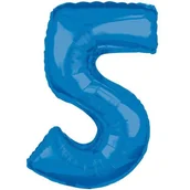 Balony i akcesoria - Amscan Balon foliowy cyfra 5, 26", niebieski 36630 - miniaturka - grafika 1