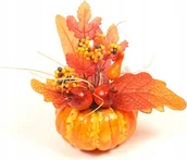 Sztuczne kwiaty - Dynia Granat Melon Dekoracja Jesienna Ozdoba Halloweenowa Stroik Z Dynią - miniaturka - grafika 1