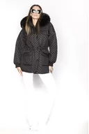 Kurtki damskie - PRZEJŚCIOWA KURTKA DAMSKA OVERSIZE CZARNA (AG6-27) - Ann Gissy - miniaturka - grafika 1